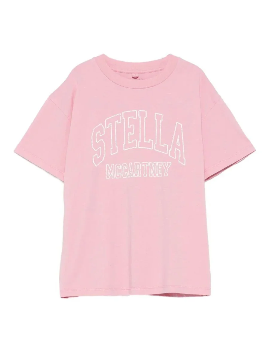 T-SHIRT ROSA CON LOGO BIANCO STELLA MCCARTNEY