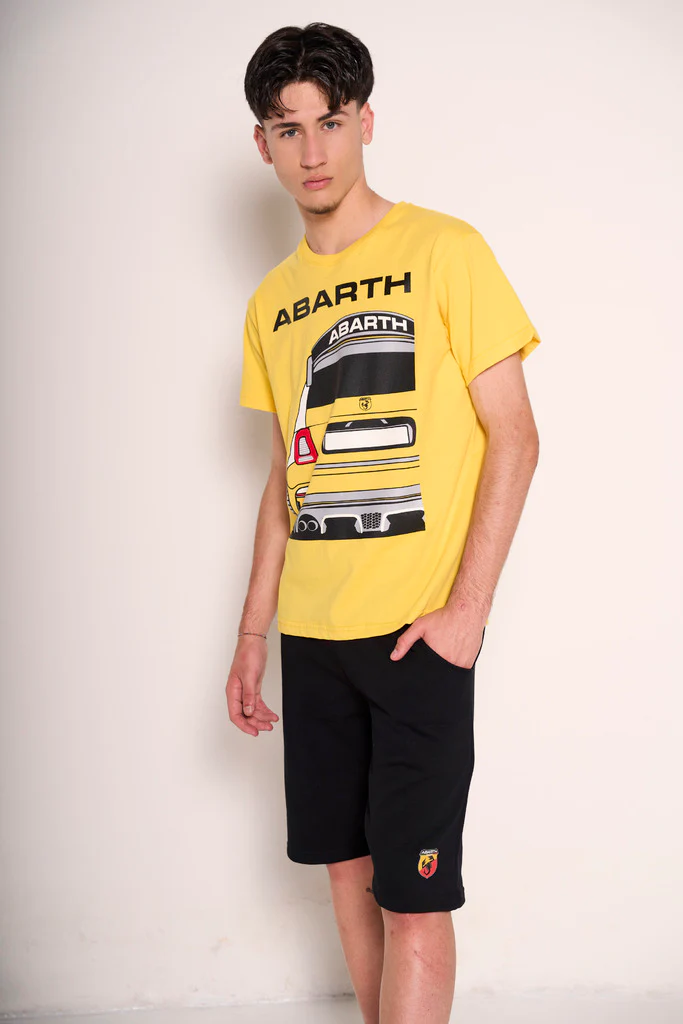 T-shirt gialla "Abarth Rear View" con stampa auto - immagine 2