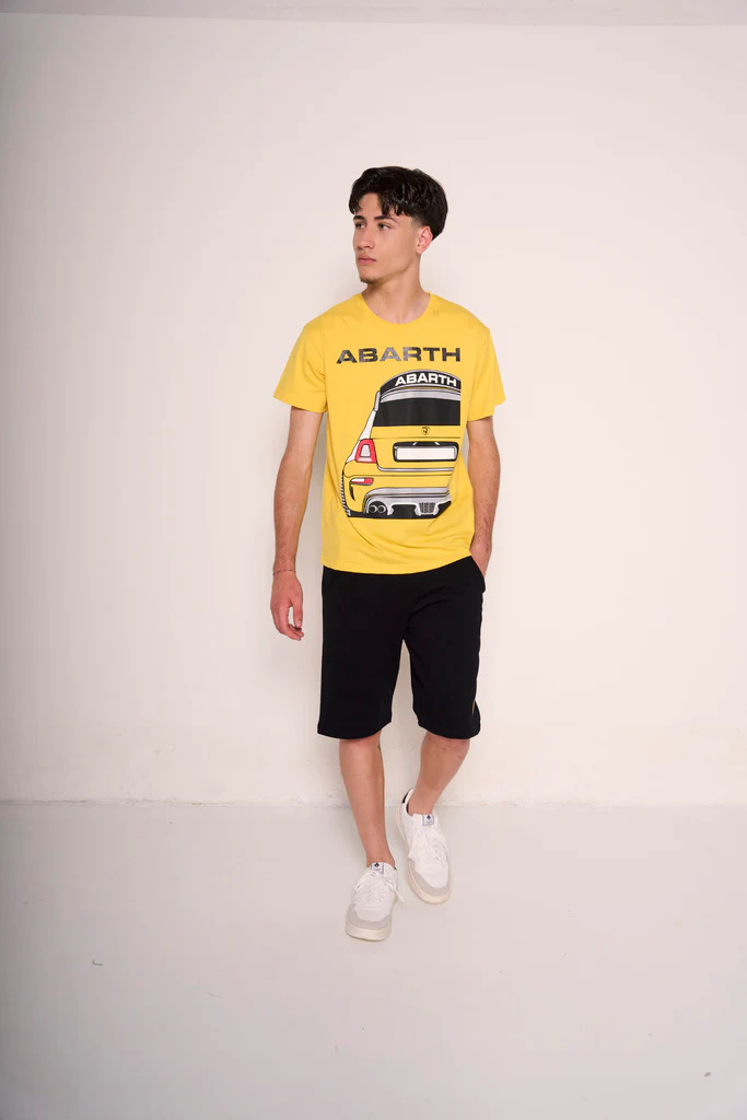 T-shirt gialla "Abarth Rear View" con stampa auto - immagine 3