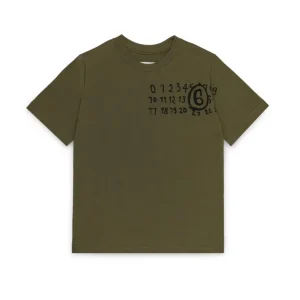 T-SHIRT VERDE MILITARE CON LOGO SCRITTO A MANO MAISON MARGIELA