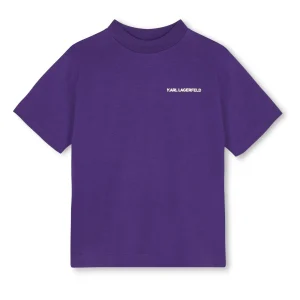 T-SHIRT VIOLA CON STAMPA KARL LAGERFELD